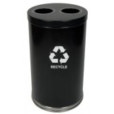 WITT Emoti-Can 2-Opening Indoor Steel Recycling Receptacle - 18" diameter, Black